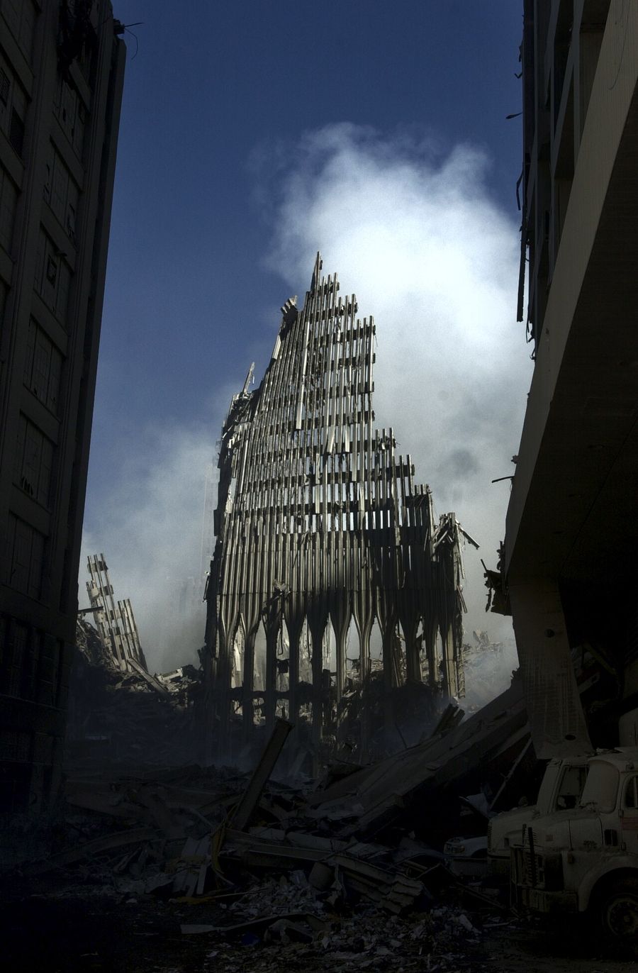 What remained of the south tower, 14 September 2001.
