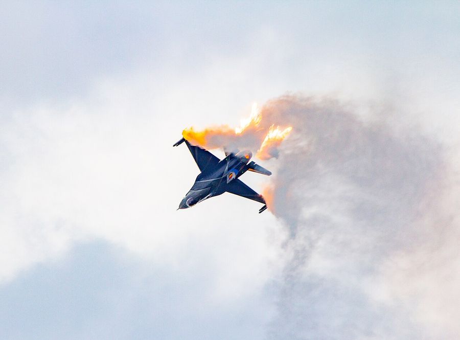 A Belgian Air Force F-16, the type scrambled during the wave.