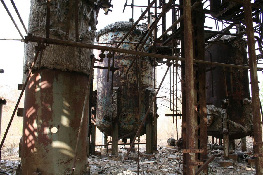 The abandoned Union Carbide plant at Bhopal.