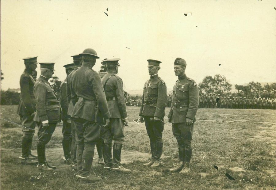 Smedley Butler is decorated by General John Pershing in France, 1919