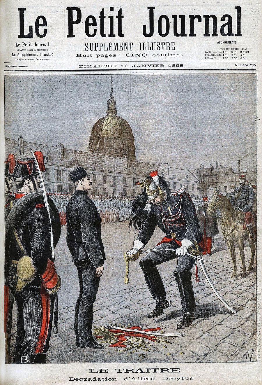 "The traitor: Degradation of Alfred Dreyfus, degradation in the Morland Court of the military school in Paris"