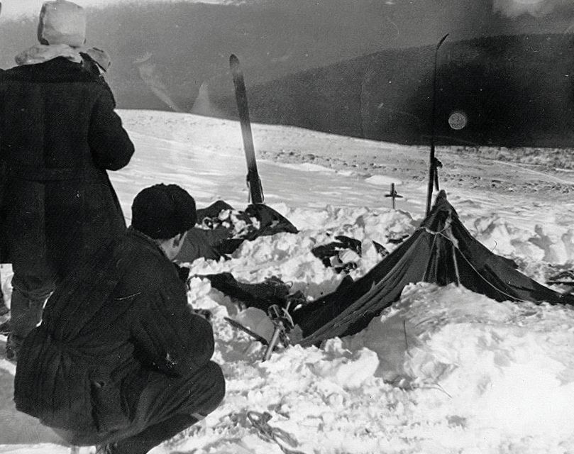 A view of the tent as the rescuers found it on Feb. 26, 1959