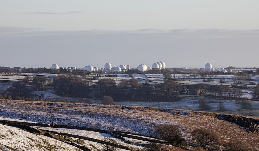 The 26 radomes at Menwith Hill, in North Yorkshire