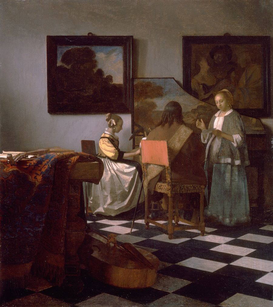 Vermeer's The Concert, cut from its frame in 1990 and still missing. Reproduced from a photograph of the painting.