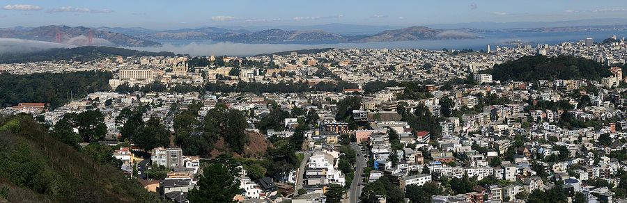 San Francisco from Twin Peaks. The bacteria were released offshore and drifted across the city.