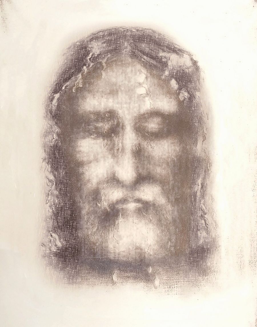 The face on the shroud, from Secondo Pia's photographic negative.