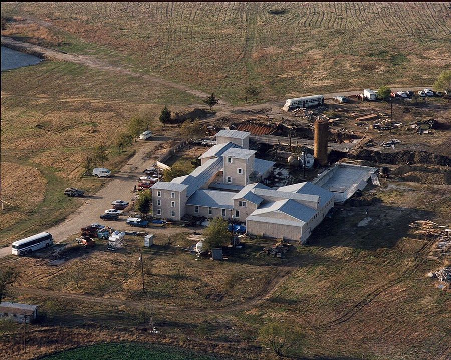 The residence at Mount Carmel, the Branch Davidian community east of Waco, Texas, prior to the 1993 assaults by federal agents